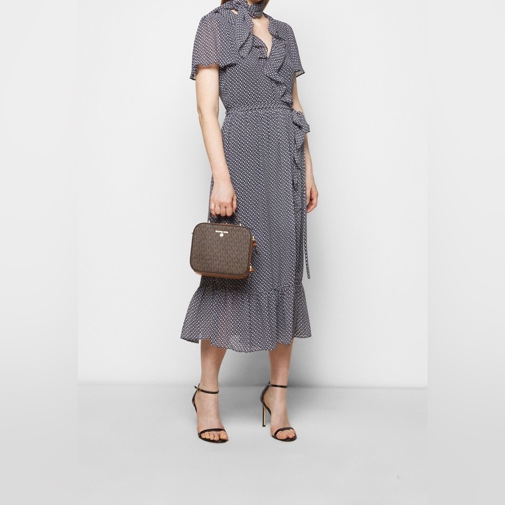 Michael Michael Kors Wrap Dress Ruffle Midi Dress - Picture 4 of 16